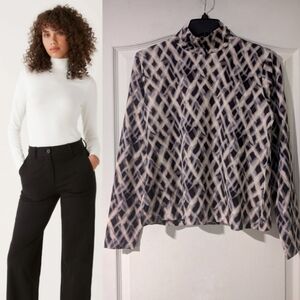 NWT Frank And Oak | Long Sleeve Printed Mockneck Top